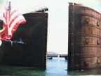 Panama Canal Gates Closing Behind Us